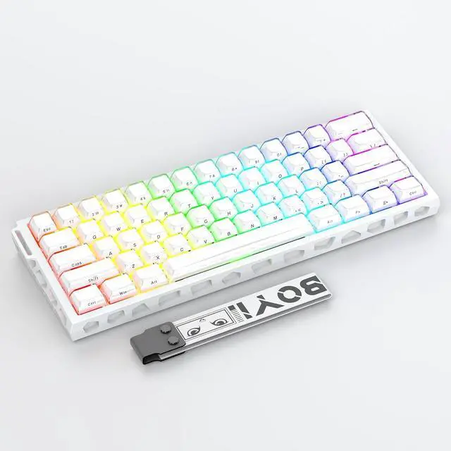 Alt view image 2 of 7 - BOYI H60Pro Hollow Aluminum Rapid Trigger Magnetic Switch 60% Mechanical Keyboard,Hall Effect 8K Polling Rate RGB Wired Skeleton Aluminum CNC Gaming Keyboard (White Crystal Jelly Keycaps)