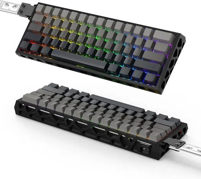Alt view image 7 of 7 - BOYI H60Pro Hollow Aluminum Rapid Trigger Magnetic Switch 60% Mechanical Keyboard,Hall Effect 8K Polling Rate RGB Wired Skeleton Aluminum CNC Gaming Keyboard (Black Side Print Keycaps)
