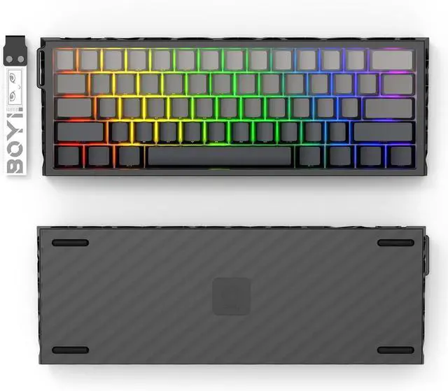 Alt view image 5 of 7 - BOYI H60Pro Hollow Aluminum Rapid Trigger Magnetic Switch 60% Mechanical Keyboard,Hall Effect 8K Polling Rate RGB Wired Skeleton Aluminum CNC Gaming Keyboard (Black Side Print Keycaps)