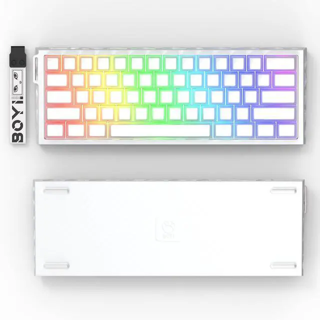Alt view image 4 of 7 - BOYI H60Pro Hollow Aluminum Rapid Trigger Magnetic Switch 60% Mechanical Keyboard,Hall Effect 8K Polling Rate RGB Wired Skeleton Aluminum CNC Gaming Keyboard (White Crystal Jelly Keycaps)