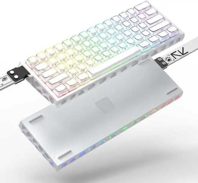 Alt view image 6 of 7 - BOYI H60Pro Hollow Aluminum Rapid Trigger Magnetic Switch 60% Mechanical Keyboard,Hall Effect 8K Polling Rate RGB Wired Skeleton Aluminum CNC Gaming Keyboard (White Crystal Jelly Keycaps)