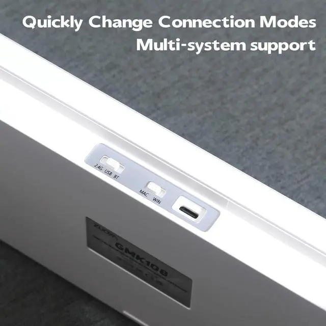 Alt view image 4 of 7 - BOYI GMK108 Barebones Keyboard Kit,VIA/GMK Programable Gasket Mounted BT5.0/2.4GHz/Type-C Wired 100% Full Size Custom PCB DIY Hot-Swap Mechanical Keyboard Kit (White)