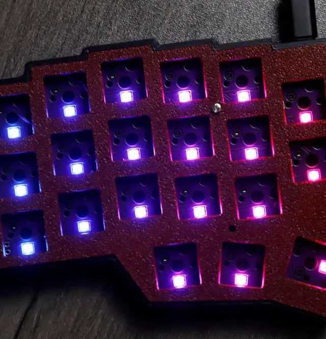 Alt view image 6 of 7 - YMDK Corne V4.1 46 Keys Split Keyboard Ergonomic Hotswappable 40% Layout 3D PLA RGB QMK Vial All Key Programmable Mini Independent Gaming Keyboard Kit (Wired Red Black Split 46)