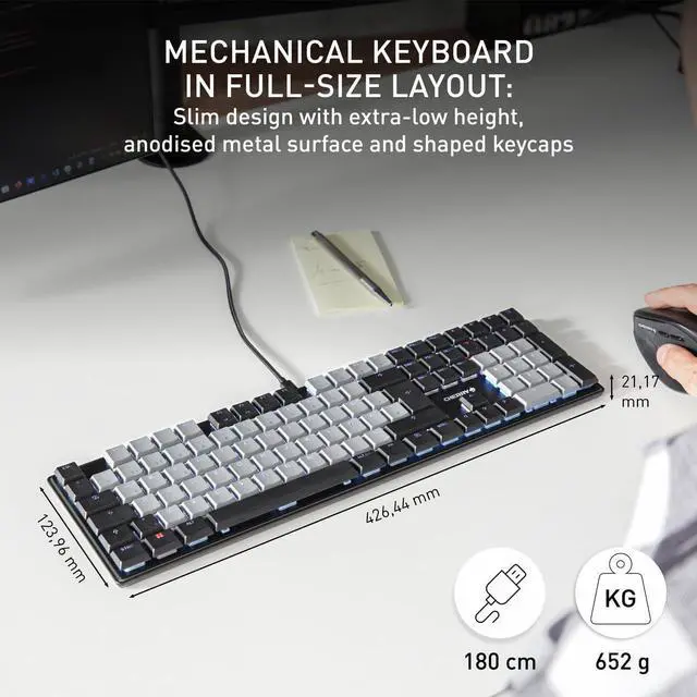 Alt view image 5 of 6 - Cherry KC 500 MX LP Mechanical Low Profile Keyboard | Slim Design | White Lighting | PBT Key caps New MX LP 2.0 Switches (Black, Full Size)