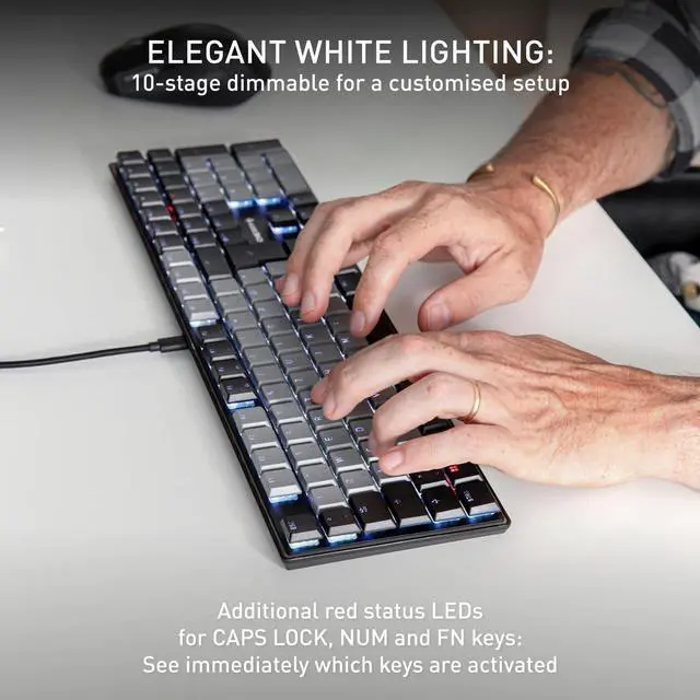 Alt view image 4 of 6 - Cherry KC 500 MX LP Mechanical Low Profile Keyboard | Slim Design | White Lighting | PBT Key caps New MX LP 2.0 Switches (Black, Full Size)