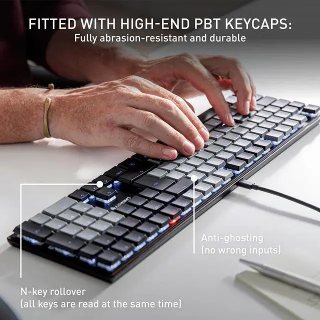 Alt view image 6 of 6 - Cherry KC 500 MX LP Mechanical Low Profile Keyboard | Slim Design | White Lighting | PBT Key caps New MX LP 2.0 Switches (Black, Full Size)