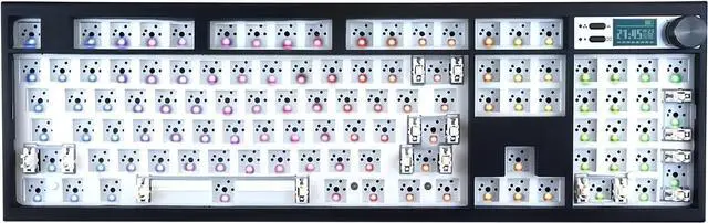 Main image of BOYI GMK104 Barebones Keyboard with Screen&Knob,QMK/VIA Programmable Gasket Mounted Hot Swap RGB Backlit BT5.0/2.4GHz/Type-C Wired Full Size Custom PCB Kit DIY Mechanical Keyboard for Win/Mac(Black)