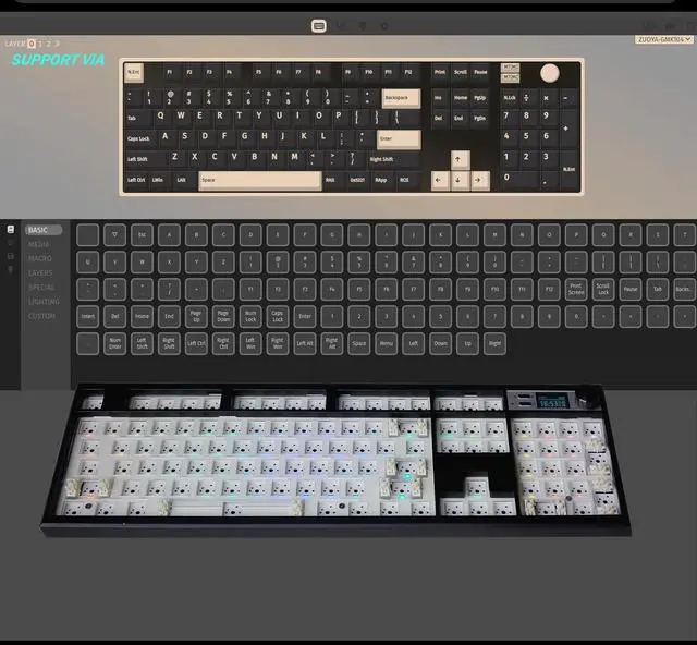 Alt view image 5 of 7 - BOYI GMK104 Barebones Keyboard with Screen&Knob,QMK/VIA Programmable Gasket Mounted Hot Swap RGB Backlit BT5.0/2.4GHz/Type-C Wired Full Size Custom PCB Kit DIY Mechanical Keyboard for Win/Mac(Black)