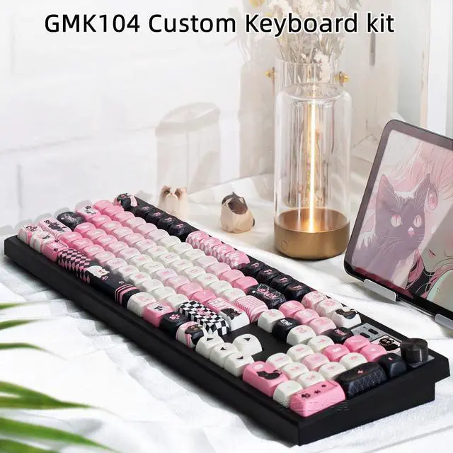 Alt view image 6 of 7 - BOYI GMK104 Barebones Keyboard with Screen&Knob,QMK/VIA Programmable Gasket Mounted Hot Swap RGB Backlit BT5.0/2.4GHz/Type-C Wired Full Size Custom PCB Kit DIY Mechanical Keyboard for Win/Mac(Black)