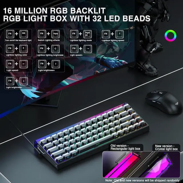 Alt view image 3 of 7 - AULA Hero 68 HE 60% Gaming Keyboard Wired, Hall Effect Magnetic Switch Keyboard with 8K Hz Polling Rate, Side Printed PBT Keycaps, RGB Backlit Light Box, Customizable Web Software for PC/Mac Gamers