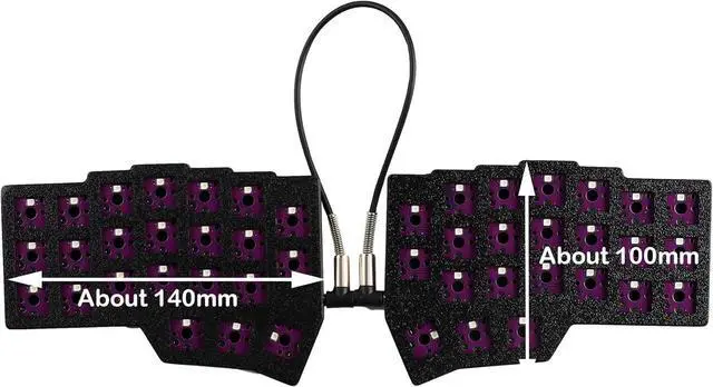 Alt view image 3 of 7 - YMDK Low Profile Split Chocolate Keyboard Corne V4.1 Ergonomic 46 Keys Hotswappable 40% Layout 3D Print Case PLA RGB Vial Keyboard Kit