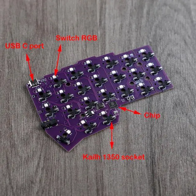 Alt view image 4 of 7 - YMDK Low Profile Split Chocolate Keyboard Corne V4.1 Ergonomic 46 Keys Hotswappable 40% Layout 3D Print Case PLA RGB Vial Keyboard Kit