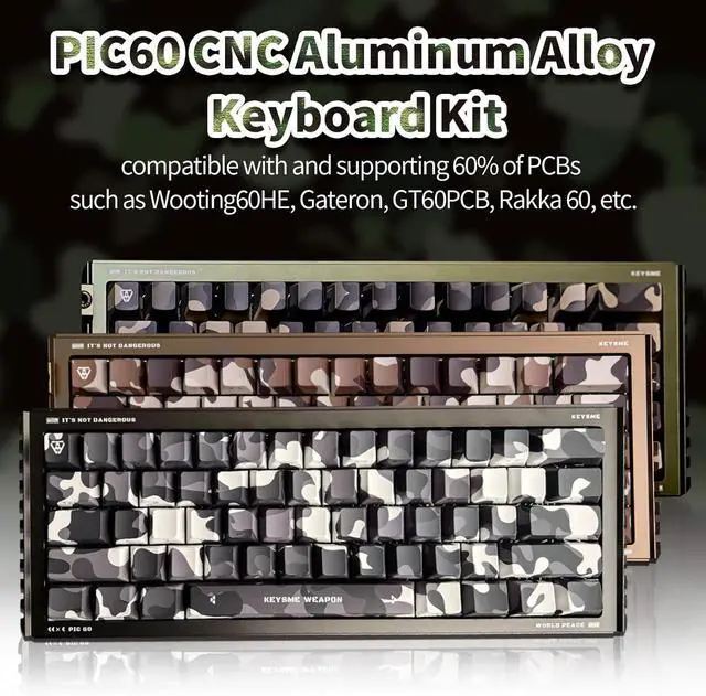Alt view image 7 of 7 - BOYIxKEYSME GT60 Pro 60% Aluminum Keyboard Case,PIC60 61Keys Custom Full CNC Case Housing Gasket Mechanical Keyboard DIY Barebones Kit Compatible with Woot60HE/MADLIONS MAD 60(Jungle Storm JS)