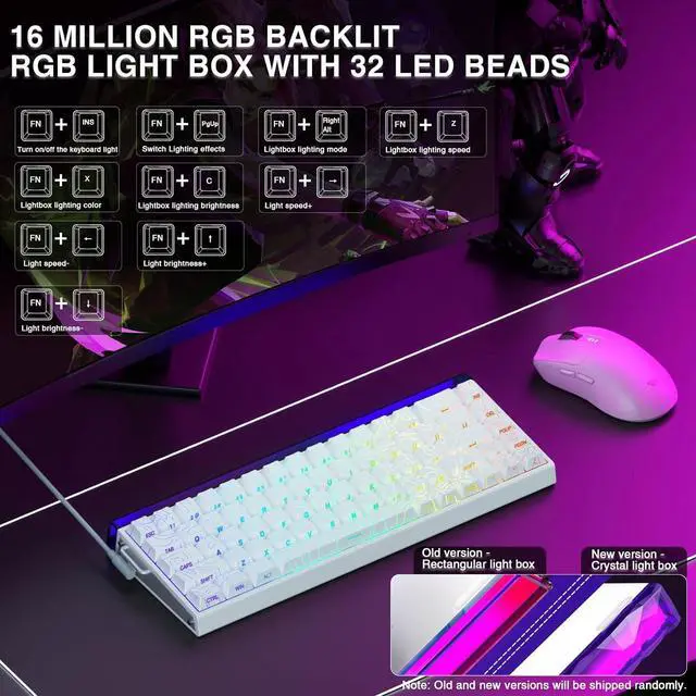 Alt view image 3 of 7 - AULA Hero 68 HE 60% Gaming Keyboard Wired, Hall Effect Magnetic Switch Keyboard with 8K Hz Polling Rate, Side Printed PBT Keycaps, RGB Backlit Light Box, Customizable Web Software for PC/Mac Gamers