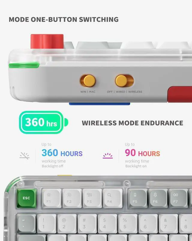 Alt view image 2 of 7 - NuPhy Kick75 Wireless Low Profile Mechanical Keyboard with Volume Knob,75% Hot Swappable Custom Keyboard,80 Keys RGB Backlit with PBT Keycaps,BT/2.4G/USB-C (Red Nano Swithc)