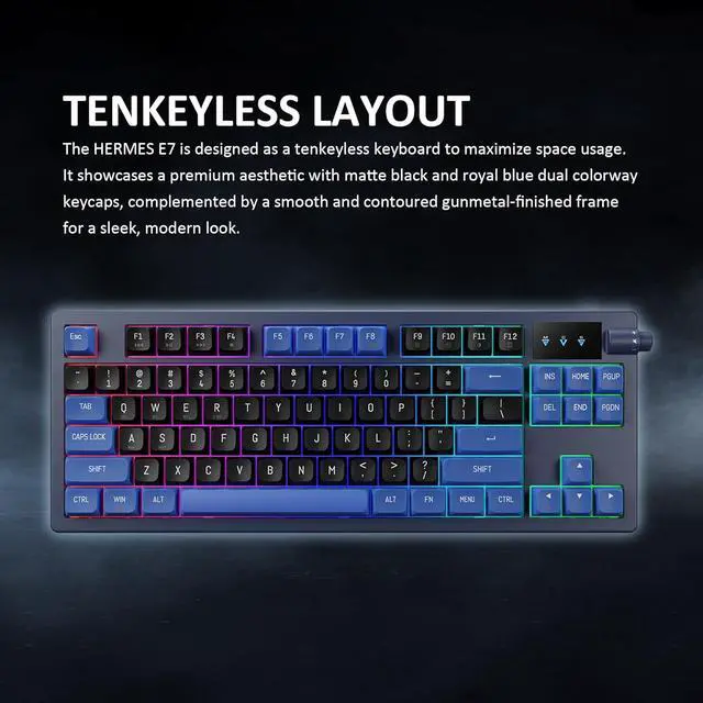 Alt view image 2 of 6 - GAMDIAS Hermes E7 Wired Gasket 75% RGB Mechanical Keyboard, Volumn Control Knob, Hot Swappable Linear Red Switch, Backlit RGB with PBT Keycaps, Anti-ghosting with N-Key Rollover