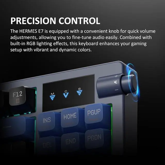 Alt view image 5 of 6 - GAMDIAS Hermes E7 Wired Gasket 75% RGB Mechanical Keyboard, Volumn Control Knob, Hot Swappable Linear Red Switch, Backlit RGB with PBT Keycaps, Anti-ghosting with N-Key Rollover