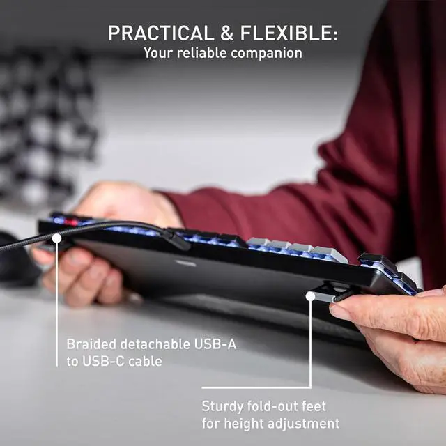 Alt view image 6 of 6 - CHERRY KC 500 MX LP, Mechanical Low-Profile Keyboard, German Layout (QWERTZ), Wired (USB-A), White Illumination, MX LP 2.0 IVORY Switches, Black