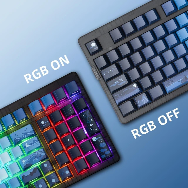 Alt view image 5 of 7 - Zornher Wireless Mechanical Keyboard, ZH980 95% Hot-Swappable, Backlit Side Printed PBT Keys, 2.4GHz/USB-C/BT for Win/Mac(Navy)