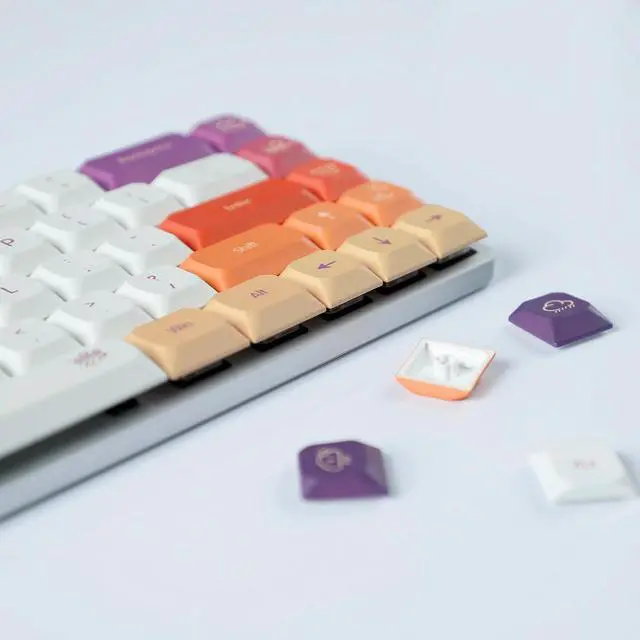 Alt view image 7 of 7 - YMDK 128 Ultra-Slim Smoke Cloud Style Mx Low Profile Dye Sub PBT Keycaps for Mx 61 64 68 75 84 87 96 108 Layout Mechanical Keyboard