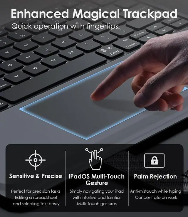 Alt view image 6 of 7 - Nillkin Bumper Go Keyboard PU Leather Case Designed for Apple iPad Air 11 2024/10.9 2020/Air 4/Air 5/Pro 11 2020/2021/2022, Pen Holder/Removable Keyboard/Shockproof/Kickstand/Rear Camera Cover -Black