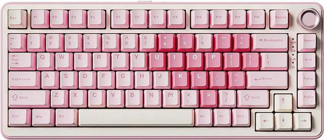 Main image of YUNZII B75 PRO Wireless Mechanical Keyboard,75% Layout with Knob,Hot Swap Gasket Custom Structure,Creamy Pre-lubed Switches,RGB Backlit,Bluetooth/Type-C/2.4G for Win/Mac(Milk Switch,Pink)