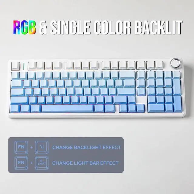 Alt view image 7 of 7 - EPOMAKER X Aula F99 PRO Wireless Gaming Keyboard, Hot Swappable Custom Keyboard, 2.4GHz/Type-C/BT5.0 Mechanical Keyboard with 8000mAh Battery, RGB Backlit Gaming Keyboard (Blue Gradient)