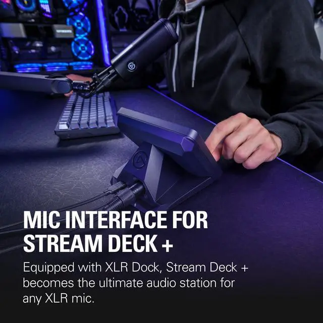 Alt view image 2 of 7 - Elgato XLR Dock  for Stream Deck +, XLR-to-USB Mic Interface, Customizable Audio Mixer, 75 dB Gain/Phantom Power/Clipguard  Mac/PC, Stream Deck Not Included