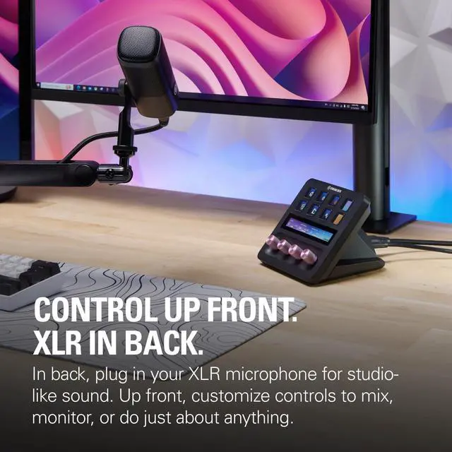 Alt view image 6 of 7 - Elgato XLR Dock  for Stream Deck +, XLR-to-USB Mic Interface, Customizable Audio Mixer, 75 dB Gain/Phantom Power/Clipguard  Mac/PC, Stream Deck Not Included