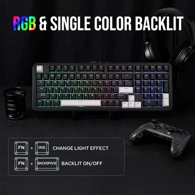Alt view image 6 of 7 - EPOMAKER TH99 Tri-Mode Wireless Mechanical Keyboard with 8000mAh Battery, Hot Swappable Custom RGB Gaming Keyboard with Numpad, Gasket Creamy for PC/Mac/Office (Black)