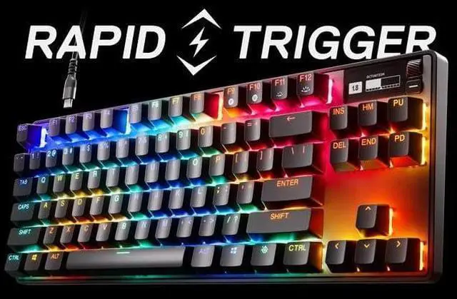 Alt view image 2 of 2 - SteelSeries Rapid Trigger Gaming Keyboard with Numeric Keypadless Wired English Sequence OmniPoint Switch with OLED Display Apex Pro TKL (2023) US 64856 Black