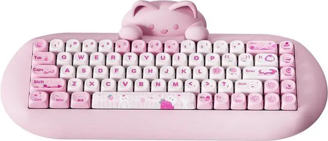 Main image of YUNZII C68 Wireless Mechanical Keyboard,65% Layout,Hot Swap,Triple Mode BT5.0/2.4G/Wired, RGB Backlit NKRO,Cute Cat Silicone Ergonomic Design for Win/Mac (Milk Switch,Pink)