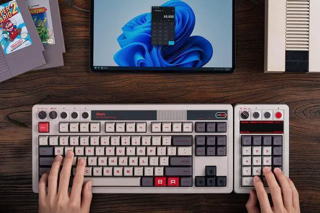 Alt view image 6 of 7 - 8BitDo Retro 18 Mechanical Numpad, Supports Calculator Mode, Bluetooth/2.4G/Wired Numpad for Windows and Android - N Edition