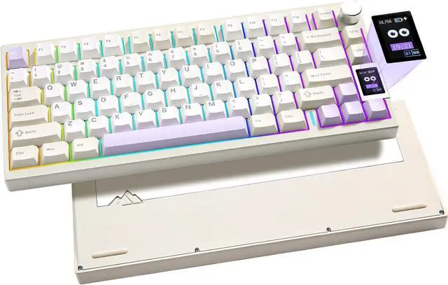 Main image of YUNZII AL80 Wireless Mechanical Keyboard,Full Aluminum CNC,Smart LCD Display,Hot Swappable Gasket 75% Layout with Knob,BT/2.4G/USB-C,QMK/VIA Support for Win/Mac (Beige, Cocoa Cream V2 Switch)