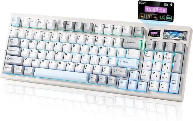Main image of YUNZII IF99 Wireless Mechanical Gaming Keyboard with Smart LCD Display, QMK/VIA Programmable BT/2.4G/USB-C Gasket Mounted Hot Swap RGB 96% Layout for Mac/Win (White, Cocoa Cream V2 Switch)