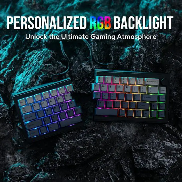 Alt view image 5 of 7 - EPOMAKER Split65 Ergonomic Split Mechanical Keyboard, Wireless Bluetooth/2.4G/Wired, 3000mAh Battery, Hot Swappable, RGB Backlit, Metal Knob (Wisteria Linear Switch)
