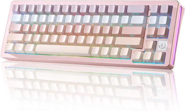 Main image of YUNZII AL71 68% Mechanical Keyboard,Full Aluminum CNC,Hot Swappable Gasket,2.4GHz Wireless BT5.0/USB-C Wired,NKRO Programmable RGB Backlight Creamy Typing for Win/Mac (Pink, Crystal White Switch)