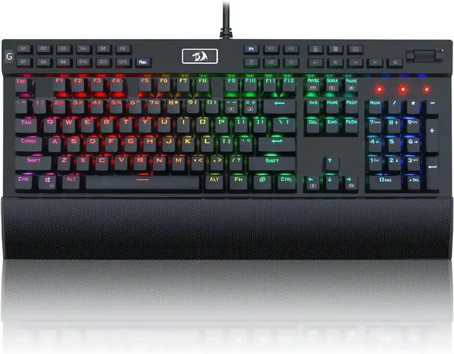 Main image of K550 RGB Gaming Keyboard, 104 Keys + 12 Macro G Keys Wired Mechanical Keyboard w/Aluminum Top Plate, Custom Clicky Purple Switch, Extra USB Port & Wrist Rest