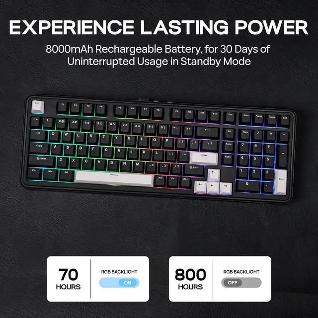 Alt view image 5 of 7 - EPOMAKER TH99 Wireless Mechanical Keyboard, Quiet Gaming Keyboard, 8000mAh,Creamy Gasket,RGB Backlit,Numpad,PBT Keycap,Lubed Silent Switch,Hot Swappable,for Gamers/Office (Black)