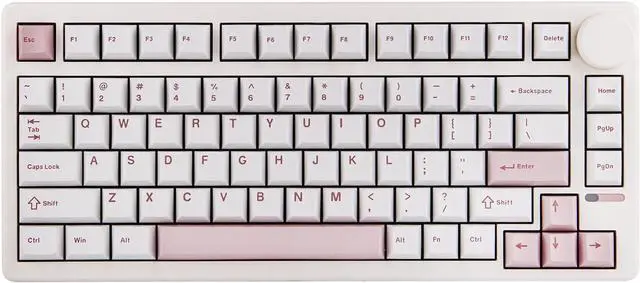 Main image of EPOMAKER QK81 75% Wireless Mechanical Gaming Keyboard, QMK/VIA Programmable and Hot-Swappable, 81 Keys with Metal Knob, 2.4Ghz/BT/USB, Creamy Gasket-Mount, RGB Backlight (White, Wisteria Switch)