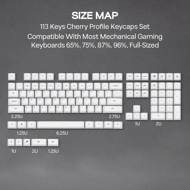 Alt view image 3 of 7 - EPOMAKER AegisSil Keycap Set, Silicone Material, Cherry Profile, 113 Keys, 65%/75%/96%/Full Size, Custom Keyboard Keycaps Set for Cherry MX, Kailh, Outemu, Gateron Mechanical Gaming Keyboard (White)