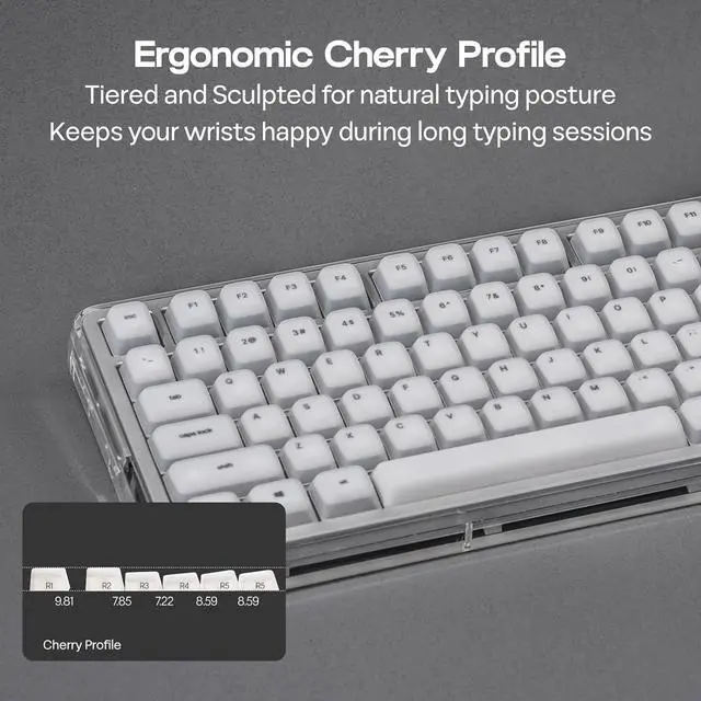 Alt view image 6 of 7 - EPOMAKER AegisSil Keycap Set, Silicone Material, Cherry Profile, 113 Keys, 65%/75%/96%/Full Size, Custom Keyboard Keycaps Set for Cherry MX, Kailh, Outemu, Gateron Mechanical Gaming Keyboard (White)