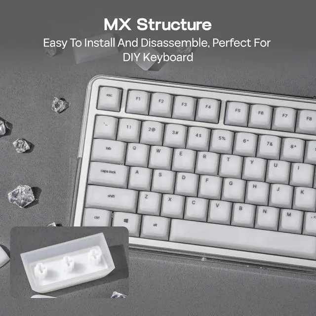 Alt view image 7 of 7 - EPOMAKER AegisSil Keycap Set, Silicone Material, Cherry Profile, 113 Keys, 65%/75%/96%/Full Size, Custom Keyboard Keycaps Set for Cherry MX, Kailh, Outemu, Gateron Mechanical Gaming Keyboard (White)