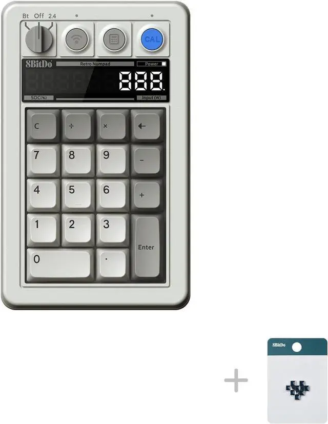 Alt view image 2 of 7 - 8BitDo 18 Keys Retro Mechanical Numpad, Supports PC Numpad & Standard Calculator Mode, Hot-swappable, PC Calculator Shortcut Button, Bluetooth/2.4G/Wired Numpad for Windows and Android - M Edition