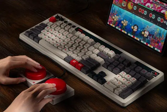Alt view image 5 of 7 - 8BitDo Retro 108 Mechanical Keyboard with 108 Keys and Integrated Numpad, Bluetooth/2.4G/USB-C Hot Swappable Wireless Gaming Keyboard for Windows and Android - N Edition