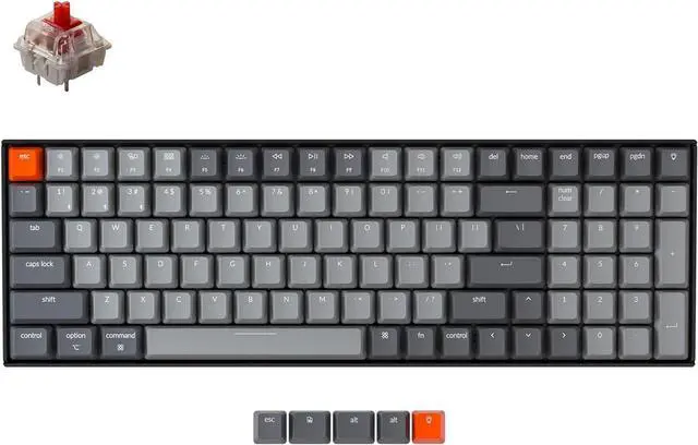 Main image of Keychron K4 Wireless Mechanical Gaming Keyboard, 100-Key Bluetooth Keyboard with White LED Backlight/Gateron G Pro Red Switches/Wired USB C/96% Layout, Version 2, for Mac Windows PC, Plastic Frame