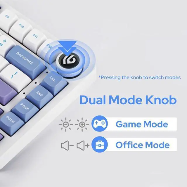 Alt view image 3 of 7 - EPOMAKER x LEOBOG Hi75 Aluminum Alloy Wired Mechanical Keyboard, Programmable Gasket-Mounted Gaming Keyboard with Mode-Switching Knob, Hot Swappable, NKRO, RGB (White Purple, Nimbus V3 Switch)