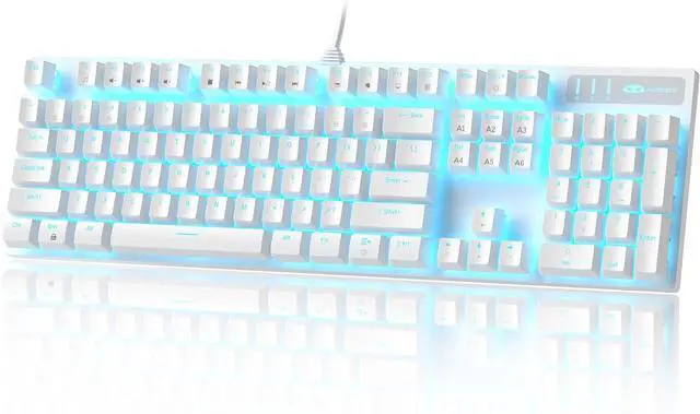 Main image of MageGee Mechanical Gaming Keyboard, Wired USB Adjustable Backlight Keyboard, New Mechanical Storm 100% Anti-ghosting Keyboard with Blue Switches for Windows PC/MAC Games (White)