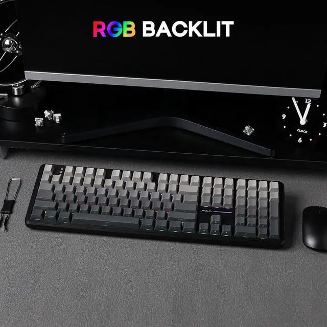 Alt view image 7 of 7 - EPOMAKER Aula F108 Full Size Wireless Gaming Keyboard with 4000mAh Battery, 108 Hot-Swappable and Programmable Keys, NKRO, RGB Backlight, for Win/Mac/PC/Android (Black Gradient)