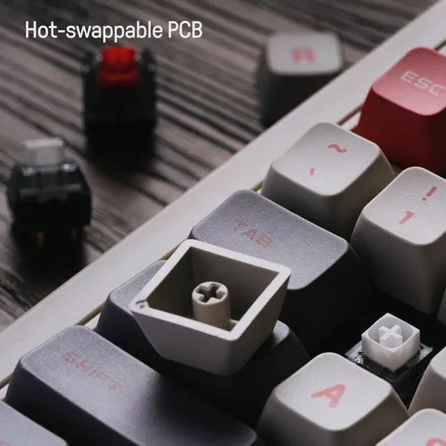 Alt view image 6 of 7 - 8BitDo 87 Keys Retro Mechanical Keyboard Bluetooth/2.4G/USB-C, Hot Swappable, Dual Super Programmable Buttons, Volume knob for Windows and Android - N Edition